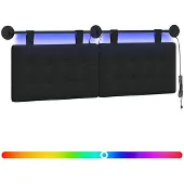 vidaXL Hangend hoofdbord Met LED-verlichting Zwart Stof