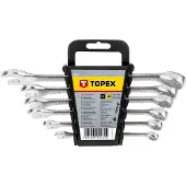 Topex Ring/steeksleutelset 8-17mm 6 Delig, DIN 3110, CrV Staal