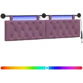 vidaXL Hangend hoofdbord Met LED-verlichting Paars Fluweel