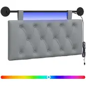 vidaXL Hangend hoofdbord Met LED-verlichting Lichtgrijs Stof