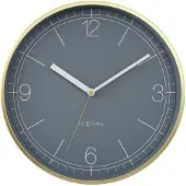 Nextime Wandklok 30cm-Silent-Gold/Pigeon Blue-Aluminium-'Nova'