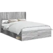 vidaXL Bedframe met opbergruimte en hoofdbord Grijs Sonoma