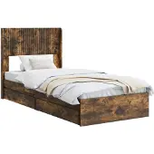 vidaXL Bedframe met opbergruimte en hoofdbord 2 st Bewerkt hout