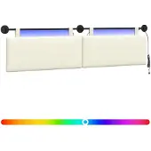 vidaXL Hangend hoofdbord Met LED-verlichting Crèmekleurig