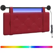 vidaXL Hangend hoofdbord Met LED-verlichting Wijnrood Kunstleer