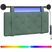 vidaXL Hangend hoofdbord Met LED-verlichting Zeegroen Fluweel