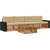 vidaXL Buiten bank set 5 st Natuurlijk en Beige Massief Acacia Hout