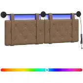 vidaXL Hangend hoofdbord Met LED-verlichting Cappuccino Kunstleer