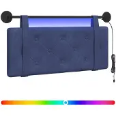 vidaXL Hangend hoofdbord Met LED-verlichting Politieblauw Fluweel