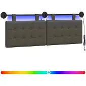 vidaXL Hangend hoofdbord Met LED-verlichting Grijs Kunstleer