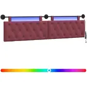 vidaXL Hangend hoofdbord Met LED-verlichting Wijnrood Stof