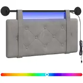 vidaXL Hangend hoofdbord Met LED-verlichting Lichtgrijs Fluweel