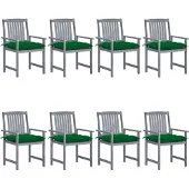 vidaXL Tuinstoelen 8 st met kussens massief acaciahout grijs