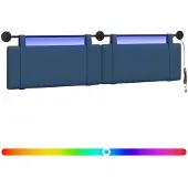 vidaXL Hangend hoofdbord Met LED-verlichting Blauw Stof