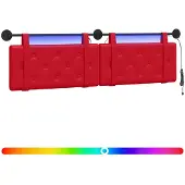 vidaXL Hangend hoofdbord Met LED-verlichting Rood Kunstleer