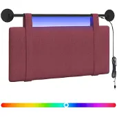 vidaXL Hangend hoofdbord Met LED-verlichting Wijnrood Stof