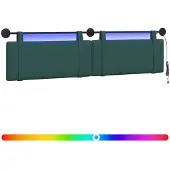 vidaXL Hangend hoofdbord Met LED-verlichting Donkergroen Stof