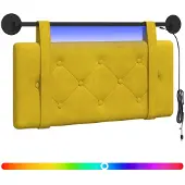 vidaXL Hangend hoofdbord Met LED-verlichting Geel Fluweel