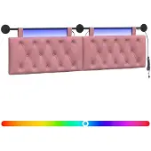vidaXL Hangend hoofdbord Met LED-verlichting Roze Fluweel