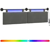 vidaXL Hangend hoofdbord Met LED-verlichting Donkergrijs Corduroy stof