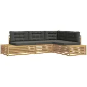 vidaXL 5 st Buiten bank set Polyester Wit