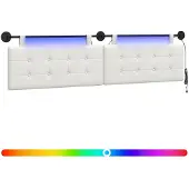 vidaXL Hangend hoofdbord Met LED-verlichting Wit Kunstleer