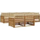 vidaXL Buiten bank set 7 st Natuurlijk en Beige