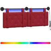 vidaXL Hangend hoofdbord Met LED-verlichting Wijnrood Kunstleer