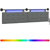 vidaXL Hangend hoofdbord Met LED-verlichting Donkergrijs Stof