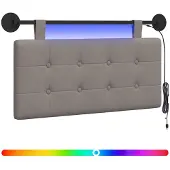 vidaXL Hangend hoofdbord Met LED-verlichting Taupe Stof