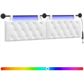 vidaXL Hangend hoofdbord Met LED-verlichting Wit Stof