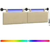 vidaXL Hangend hoofdbord Lichtgroen Grijs Corduroy stof