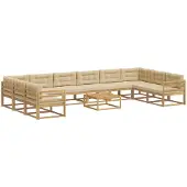 vidaXL Buiten bank set 11 st Wit en Beige