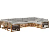 vidaXL Buiten bank set 9 st Naturel en lichtgrijs Massief Acacia Hout