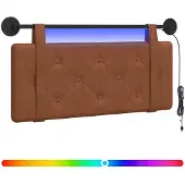 vidaXL Hangend hoofdbord Met LED-verlichting Bruin Antiek PU
