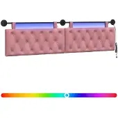vidaXL Hangend hoofdbord Met LED-verlichting Roze Fluweel