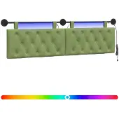 vidaXL Hangend hoofdbord Met LED-verlichting Lichtgroen Fluweel