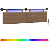 vidaXL Hangend hoofdbord Met LED-verlichting Cappuccino Kunstleer