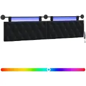 vidaXL Hangend hoofdbord Met LED-verlichting Zwart Fluweel