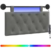 vidaXL Hangend hoofdbord Donkergrijs Fluweel