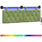 vidaXL Hangend hoofdbord Met LED-verlichting Lichtgroen Fluweel