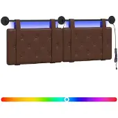 vidaXL Hangend hoofdbord Met LED-verlichting Bruin Kunstleer