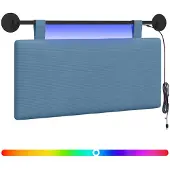 vidaXL Hangend hoofdbord Met LED-verlichting Blauw Corduroy stof