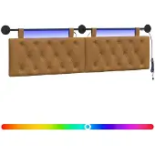 vidaXL Hangend hoofdbord Met LED-verlichting Bruin Fluweel