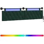 vidaXL Hangend hoofdbord Met LED-verlichting Donkergroen Fluweel