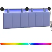 vidaXL Hangend hoofdbord Met LED-verlichting Jeans Blauw Stof
