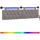vidaXL Hangend hoofdbord Met LED-verlichting Taupe Stof