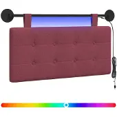 vidaXL Hangend hoofdbord Met LED-verlichting Wijnrood Stof