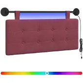vidaXL Hangend hoofdbord Met LED-verlichting Wijnrood Stof