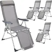 Casaria Tuinstoel 4 stuks Grijs Aluminium